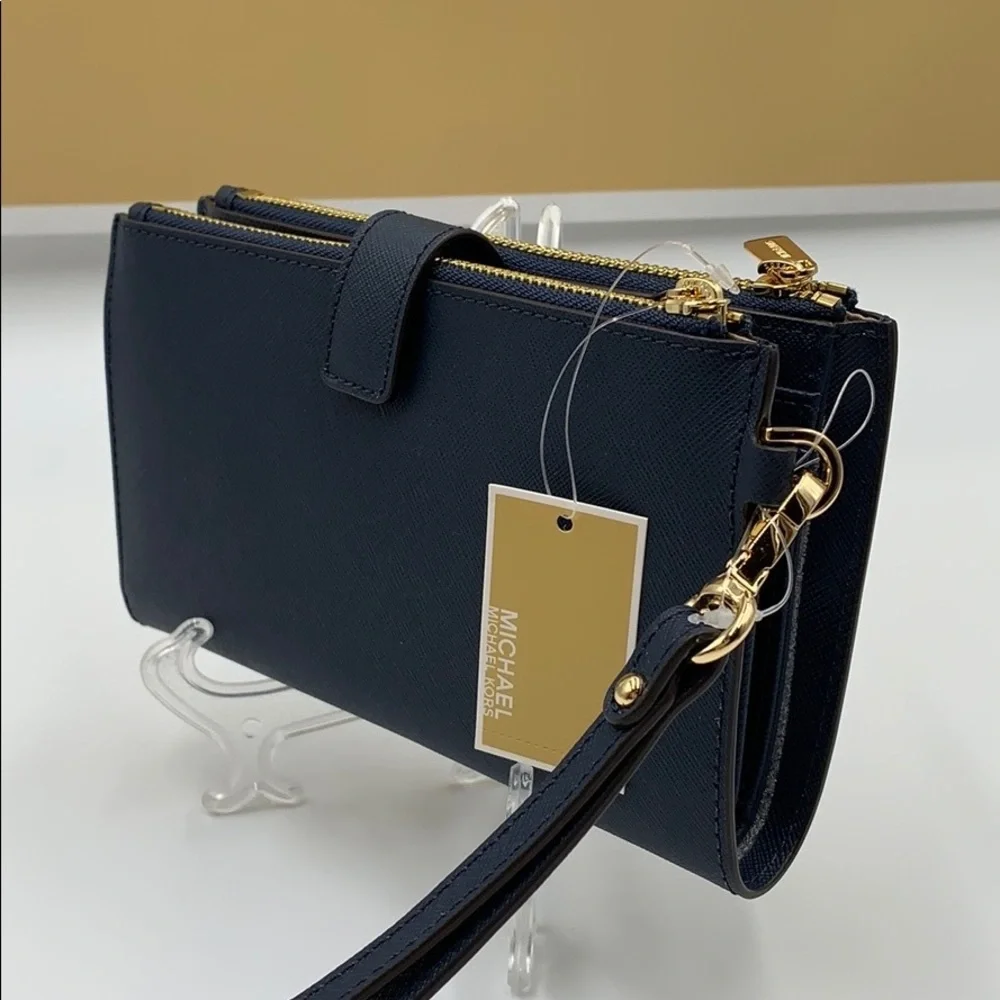 MICHAEL KORS LG DOUBLE ZIP WRISTLET NAVY